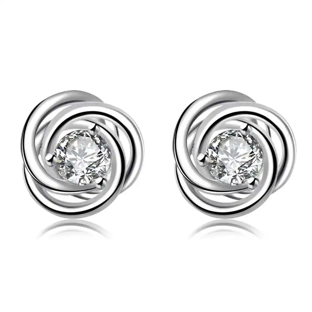 

hot sell NEW!! silver plated earings fashion jewelry Inlaid crystal rotation stud earings men jewelry FSPE010