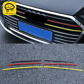 

CarManGo For Audi A6 2019 Car Styling Front Hood Middle Net Bumper Grille Frame Sticker Cover Trim Exterior Accessories