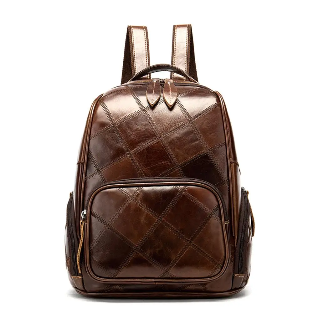 

The New Genuine Leather Lady Vintage Backpack Brand Shoulder Bag With Plaid Head Layer Cowhide Traveling Backpack Laptop Bag