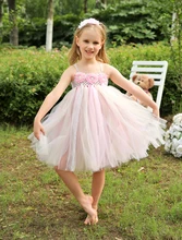 Ball Gown Tulle knee length flower girl dresses with pearl girls kids outdoor casual dress Pageant