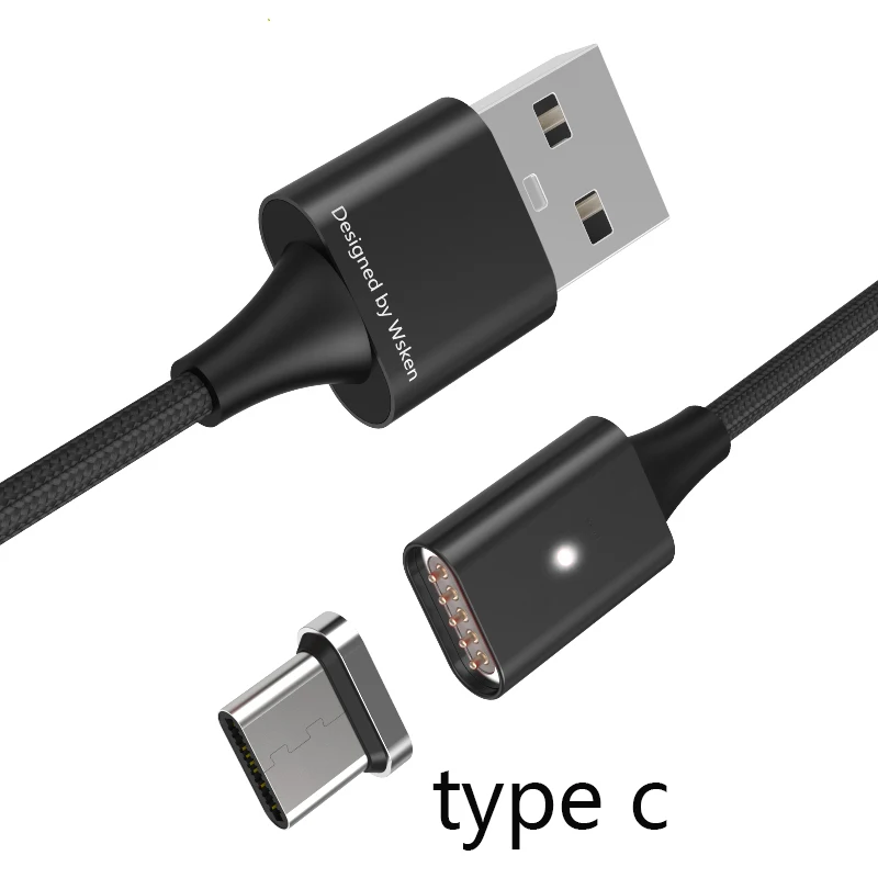 WSKEN Lite1 Магнитный кабель для iPhone, кабель для зарядного устройства, быстрая Магнитная Зарядка, Micro USB кабель для samsung s7 s6 Hauwei Xiaomi Wire - Цвет: type c cable