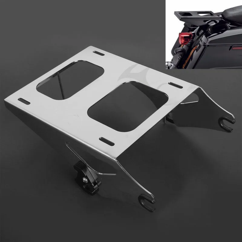 Pacote de Turismo Tronco para Harley Motocicleta Destacável Rack Touring Road King Street Glide Flh 2020-2020 Cromo – Preto