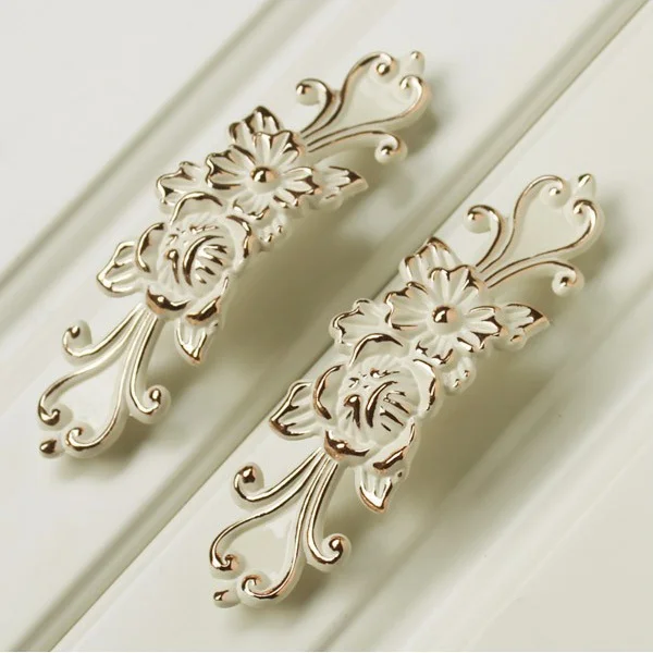 bedroom furniture handles ivory white european drawer pulls flowerin