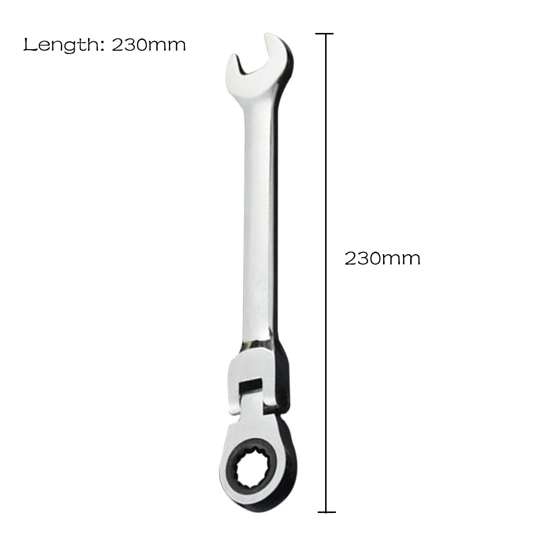 8-19mm Reversible Combination Stubby Ratchet Wrench Ratcheting Socket Spanner Handle Wrenches Hand Tools 72 Gears - Цвет: 17mm 230mm