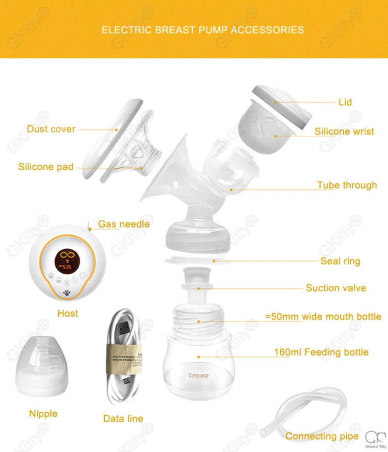 Cmbear Advanced Intelligent LCD electric breast pump breast feeding automatic massage USB double bottles Electric Breast Pumps best manual breast pump