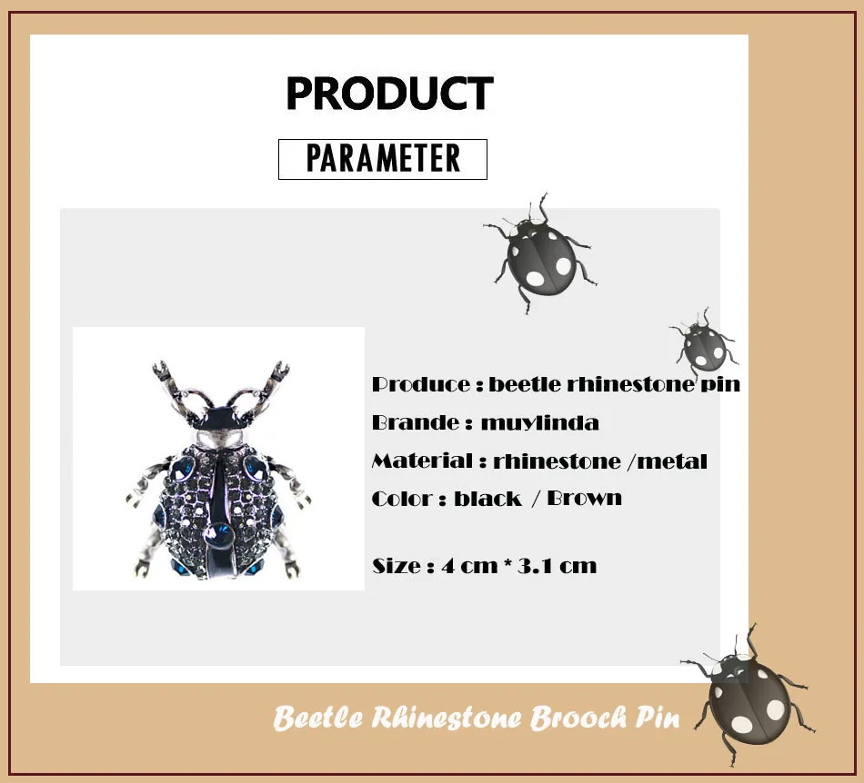 beetles rhinestone pin07