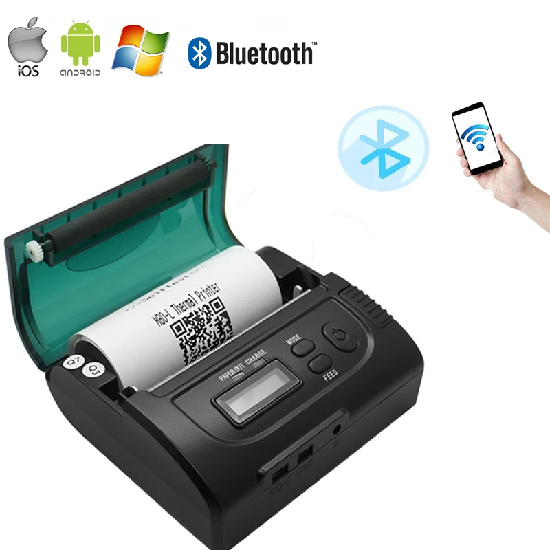 Мини Беспроводной 80 мм Портативный Bluetooth Термальность принтер получения для
