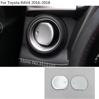 

car styling garnish cover inner trim ABS chrome middle Air conditioning switch Outlet Vent 2pcs For toyota RAV4 2016 2017 2018