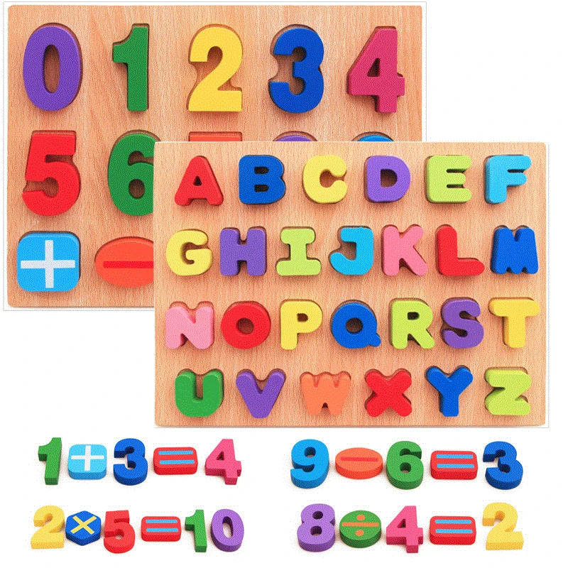 Детские деревянные головоломки игрушки деревянные головоломки цифровые математические числа игрушки Дети 26 букв Английский алфавит
