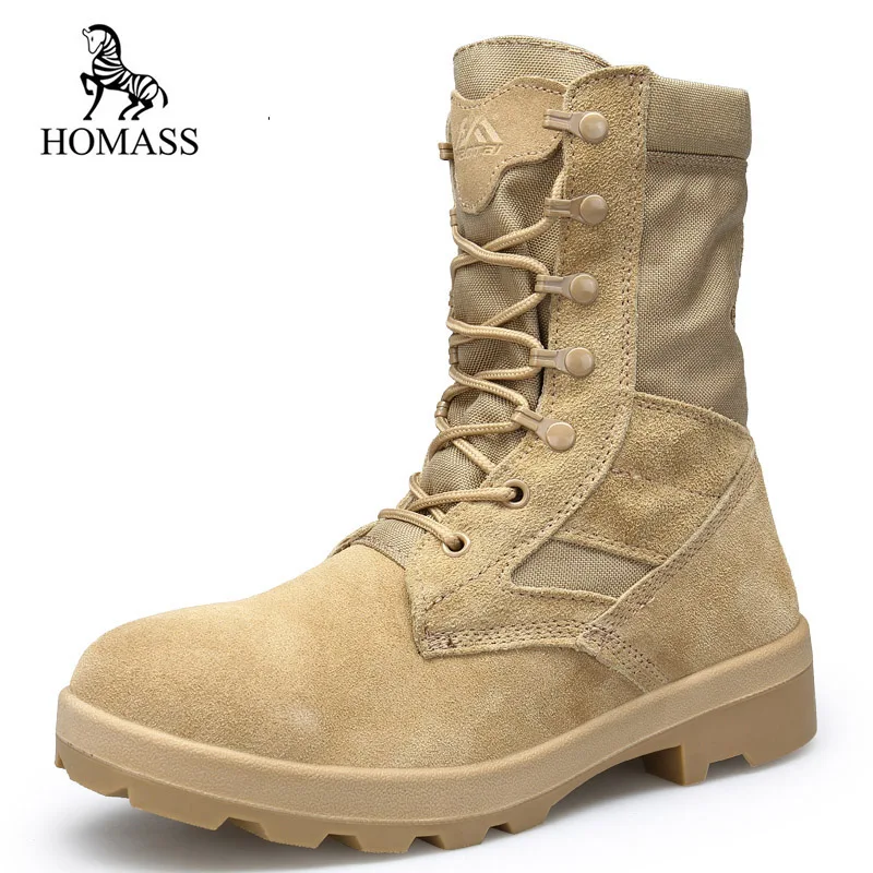 

HOMASS New 2018 Military high top Flock boots for men Combat boots Infantry tactical askeri army boots army shoes Safety Shoes