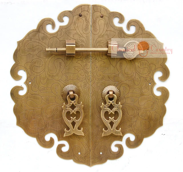 Antique Furniture Brass Hardware Cabinet Face Plate Copper Pull Antique Furniture Brass Hardware Cabinet Face Plate Copper Pull Handle with locking pin 19cm (7.5 - Antique Furniture Brass Hardware Cabinet Face Plate Copper Pull