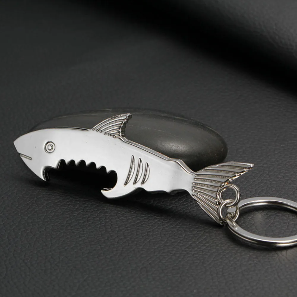 Buy Creative Shark Shaped Bottle Opener Keychain zinc
