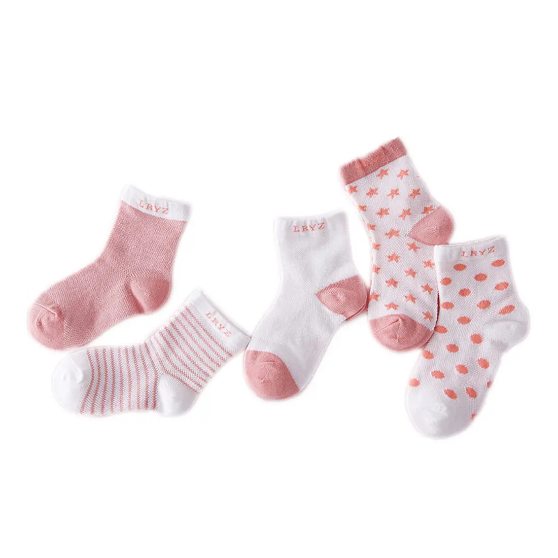 Детские носки, 5 пар в партии, летние тонкие удобные носки в горошек из дышащего хлопка, носки детские возраст 1-3 года девочек для От 0 до 6 лет