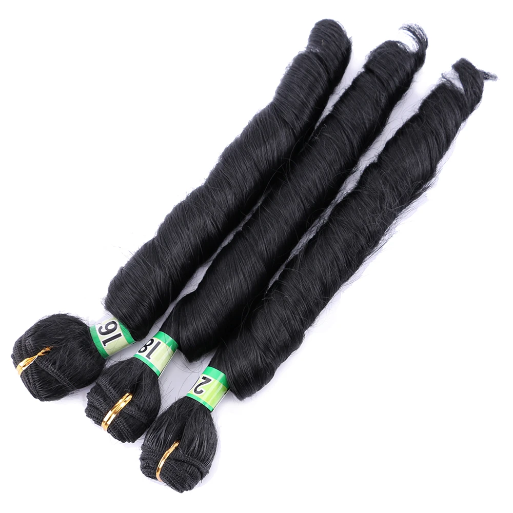 Натуральные черные#2 весенние пучки вьющихся волос 16-20 дюймов 3 шт./партия синтетические волосы для наращивания термостойкие волокна волос