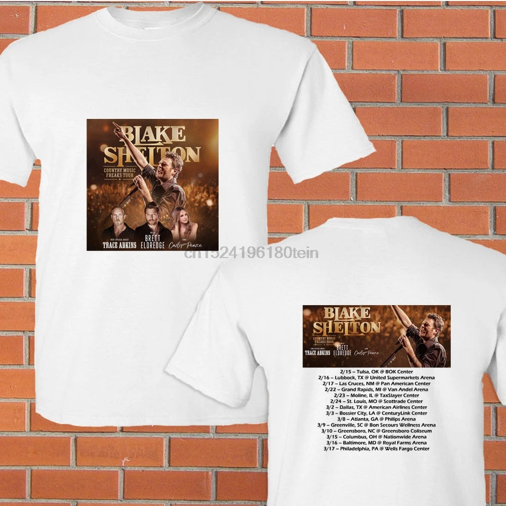 Blake Shelton Country Music Freaks tour dates feb-mar 2018 white t-shirt Blake Shelton Country Music Freaks tour dates feb-mar 2018 white t-shirt