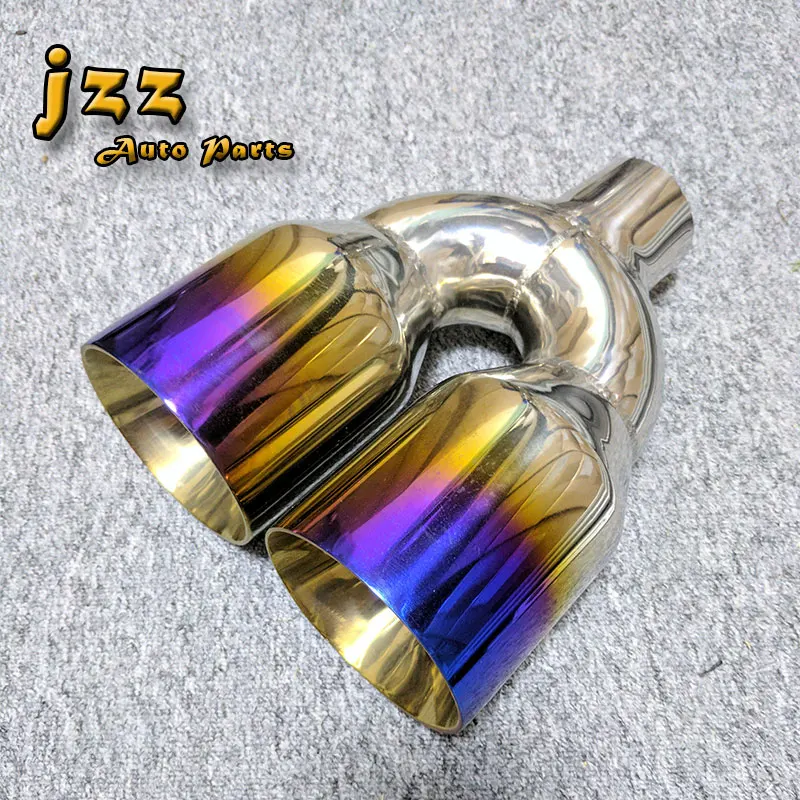 JZZ 1Pcs 63MM Car Exhaust Pipe Universal High Quality Dual tail pipe