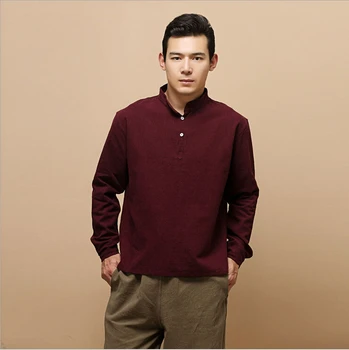 

Autumn fashion high quality cotton linen casual men's shirt long sleeve men's shirts loose men shirt