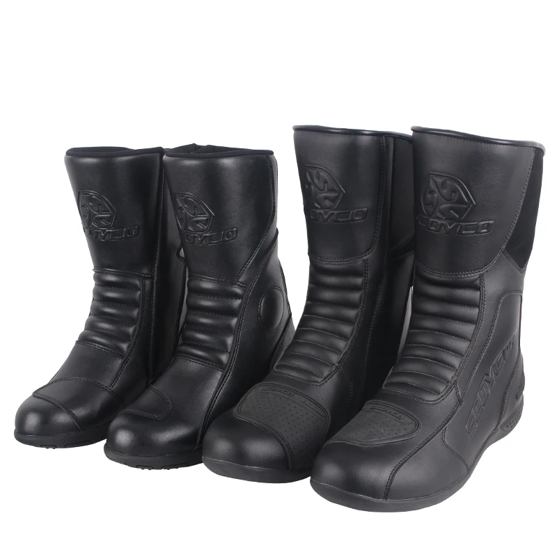 

SCOYCO men women motorcycle racing boots motorbike Microfiber leather riding shoes Moto couple Motocross Waterproof boots