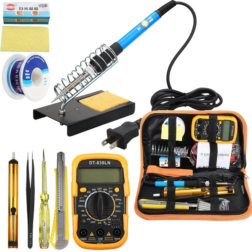 

60W Electric Soldering Iron Adjustable Temperature Welding Multimeter Tool Set