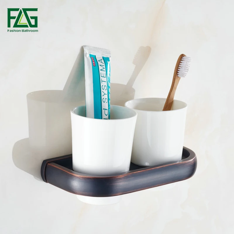 

FLG New Modern Accessories European Style Oil Rubbed Bronze Copper Toothbrush Tumbler&Cup Holder Wall Mount Bath Product 81306