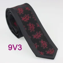 Yibei Coachella Галстуки черный граничит тонкий Средства ухода за кожей шеи галстук с красным Florals Галстук Пейсли Тощий джентльмен Средства ухода за кожей Шеи Галстуки Узкий 6 см из Микрофибры