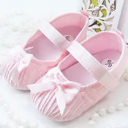 Детская обувь Впервые Уокер принцессы розовый белый кроватки обувь для маленьких девочек Мягкая Prewalker 0-18 м