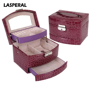 

Laspera Multilayer Makeup Storage Box Glossy Portable Cosmetic Caseket for Decoration Jewelry Boxes Women Storage Organizer