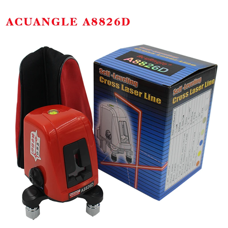 online ACUANGLE A8826D 360 graus de auto nivelamento Portátil mini Níveis Metros 2 linha 1 ponto Cruz Laser Vermelho 635nm Nivelamento instrumento