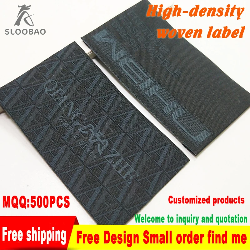 Free Shipping Custom Clothing Loop Fold End Fold Tags/woven Labels/garment T-shirt Embroidered ...