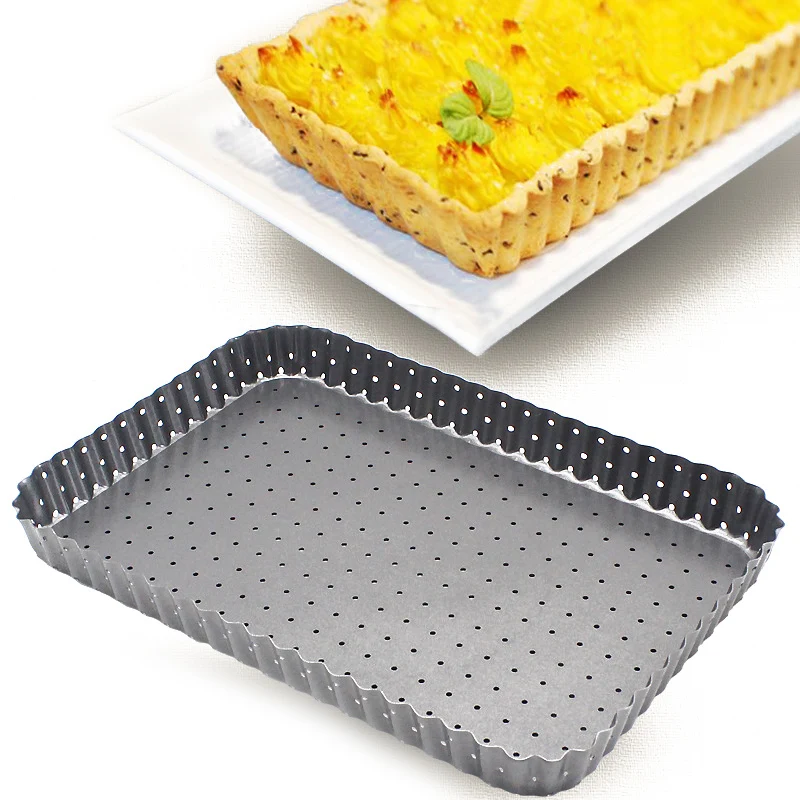 Practical Carbon Steel Pizza Pans Round Rectangle Cake Pizza Pie Baking Tray Non stick Bakeware