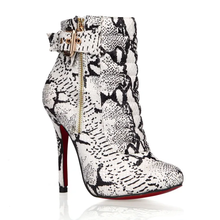 Sexy Female Boots 2016 Winter New European And American Serpentine On Red High heeled Side Zipper