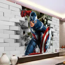 3D капитан обои "Америка" Мстители фото обои классная настенная для маленьких мальчиков декор комнаты клуб Спальня ТВ фоне кирпичной стены бумаги