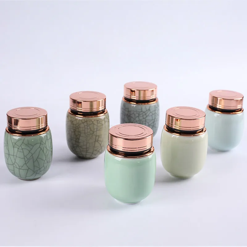 Longquan Ceramic Small Tea Storage Pot Ge Kiln Tea Accessory Tea Seal Box