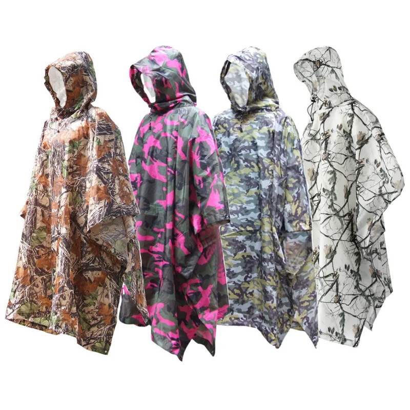 Ynport Crefreak Outdoor Mens/Womens Waterproof Raincoat Suits Camouflage Hooded Rain Jacket Poncho Coat Update Version 