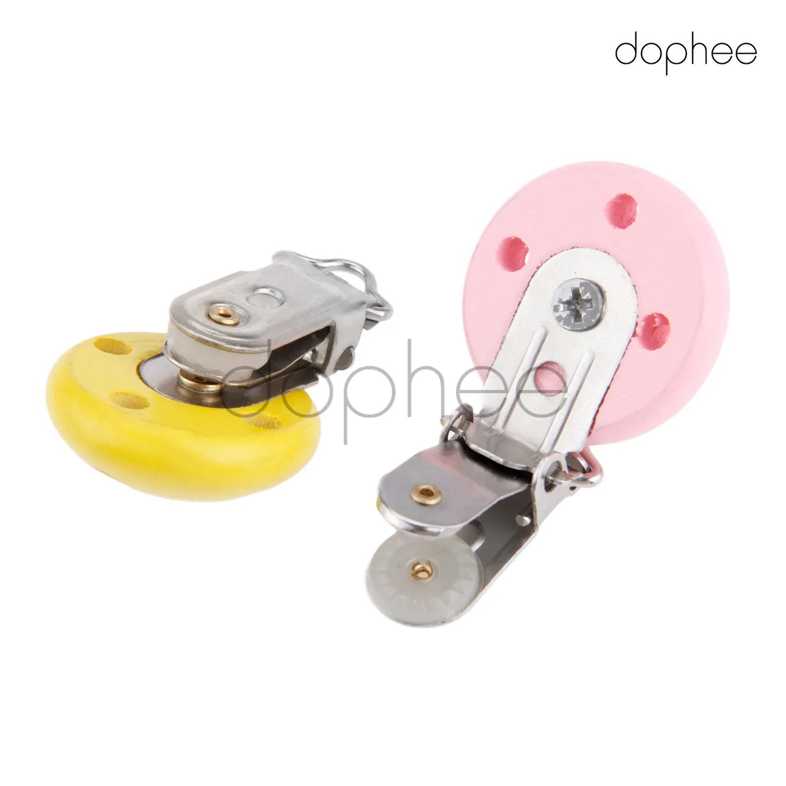 Dophee 10 шт. Multi-Цвет натуральные деревянные детские Pacifier клипы соска детской пустышки держатель Круглый ниппель застежками для ребенка прорезыватель-игрушка