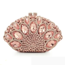 Большие вечерние клатчи со стразами, розовые вечерние сумочки, Чехол женский металлический клатч, роскошные свадебные женские сумочки с драгоценными камнями