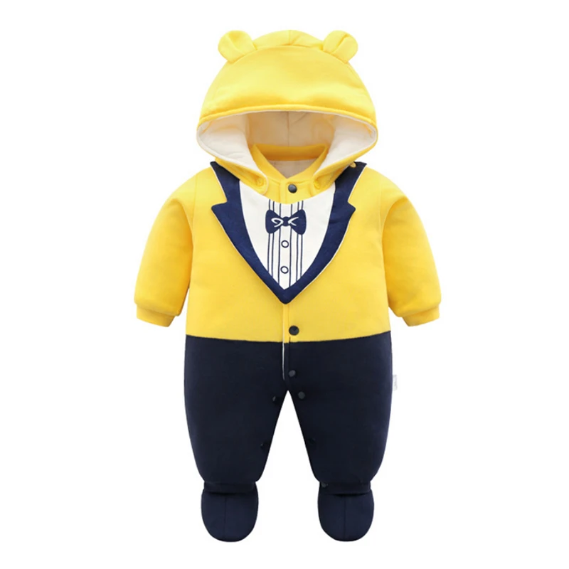 

IYEAL New Baby Rompers Winter Thick Warm Baby Boy Clothing Long Sleeve Cotton Padded Hooded Jumpsuit Kids Newborn Outwear