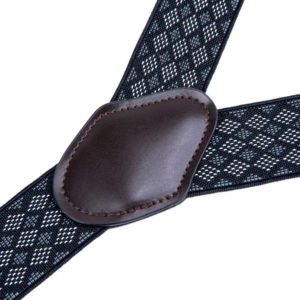 DiBanGu темно-пледы мужские подтяжки 6 зажимов подтяжки бабочка набор высокого качества из натуральной кожи подтяжки в подарок для мужчин BH005-LH028
