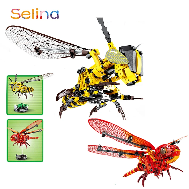 

Insect Simulated Bumblebee Red Dragonfly Building Blocks Bricks Gifts Toys for Children Display Model MOC DIY Compatible