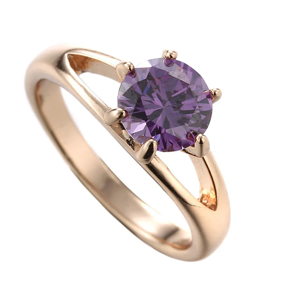1pcs/lot Brand Elegant Purple Stone Couple Rings 18K Platinum Plating