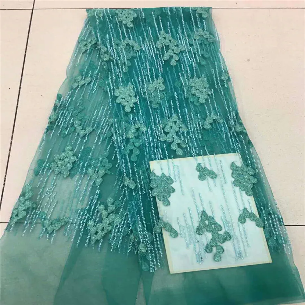 African Lace Fabric 2018 High Quality Embroidery French Tulle 3d Flower Beads For Wedding F534-1 | Дом и сад