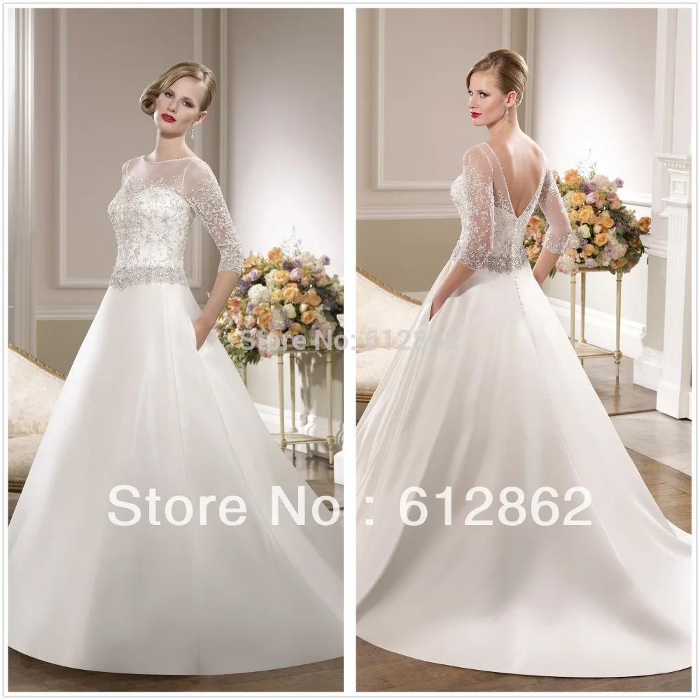 lace bodice satin skirt wedding dress