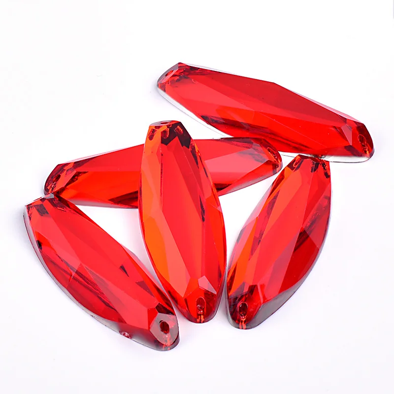 JUNAO 20x58 мм, большие черные овальные Стразы с кристаллами, акриловые камни, аппликация для шитья, стразы с плоским основанием для рукоделия, одежды, ювелирных изделий - Цвет: Red