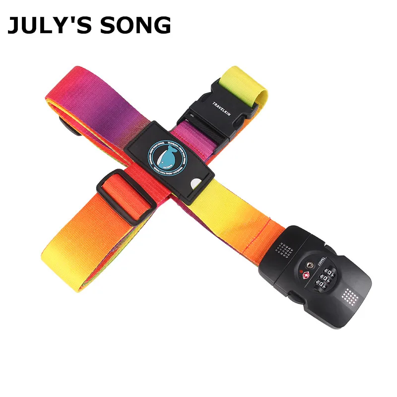

JULY'S SONG Luggage Strap Cross Belt With TSA Secure Lock Packing Adjustable Travel Suitcase Band With Travel Accessories