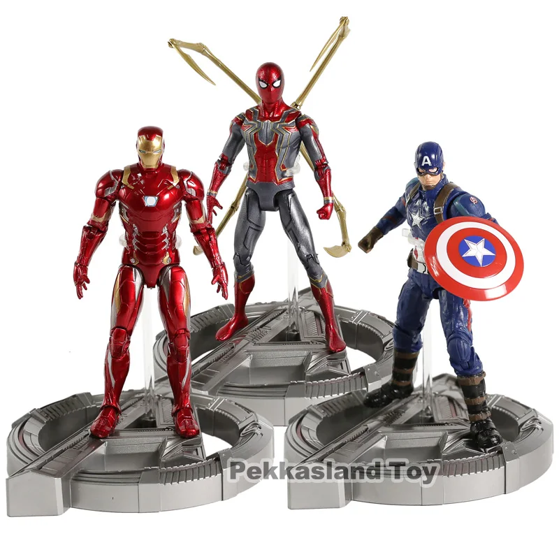 

Avengers Infinity War Captain America / Iron Spider Spiderman / Iron Man PVC Action Figure Collectible Model Toy with LED Light