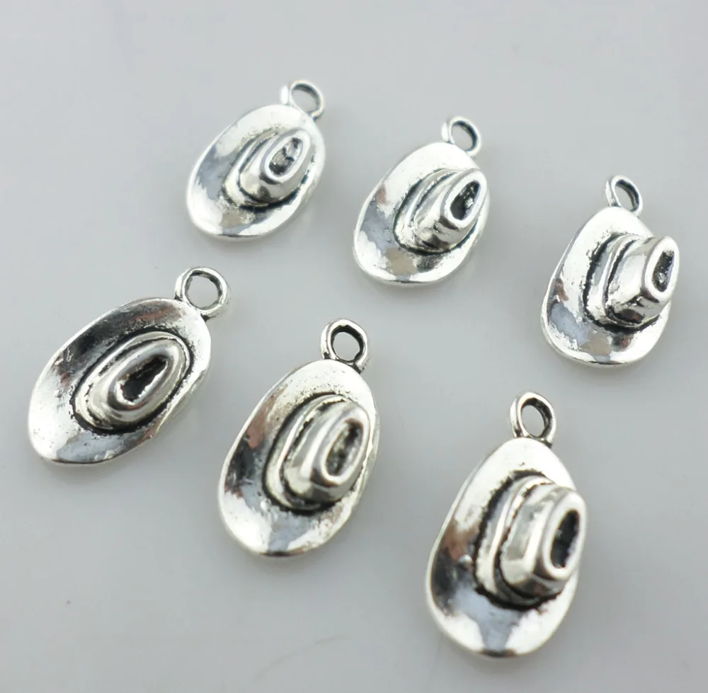 

60pcs Tibetan Silver Retro Cowboy hat Charms Pendants 8x16mm Jewelry Findings