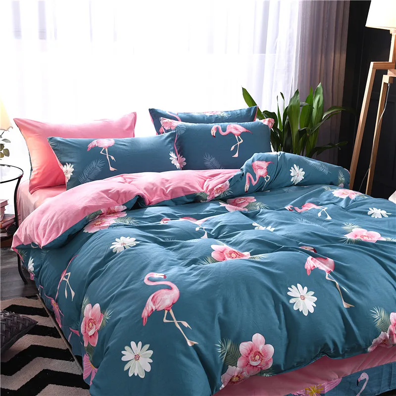Хлопок, Модный комплект постельного белья с принтом фламинго, качественный пододеяльник, комплект наволочек, Твин, полный, двойной, queen King size, 1/3 шт