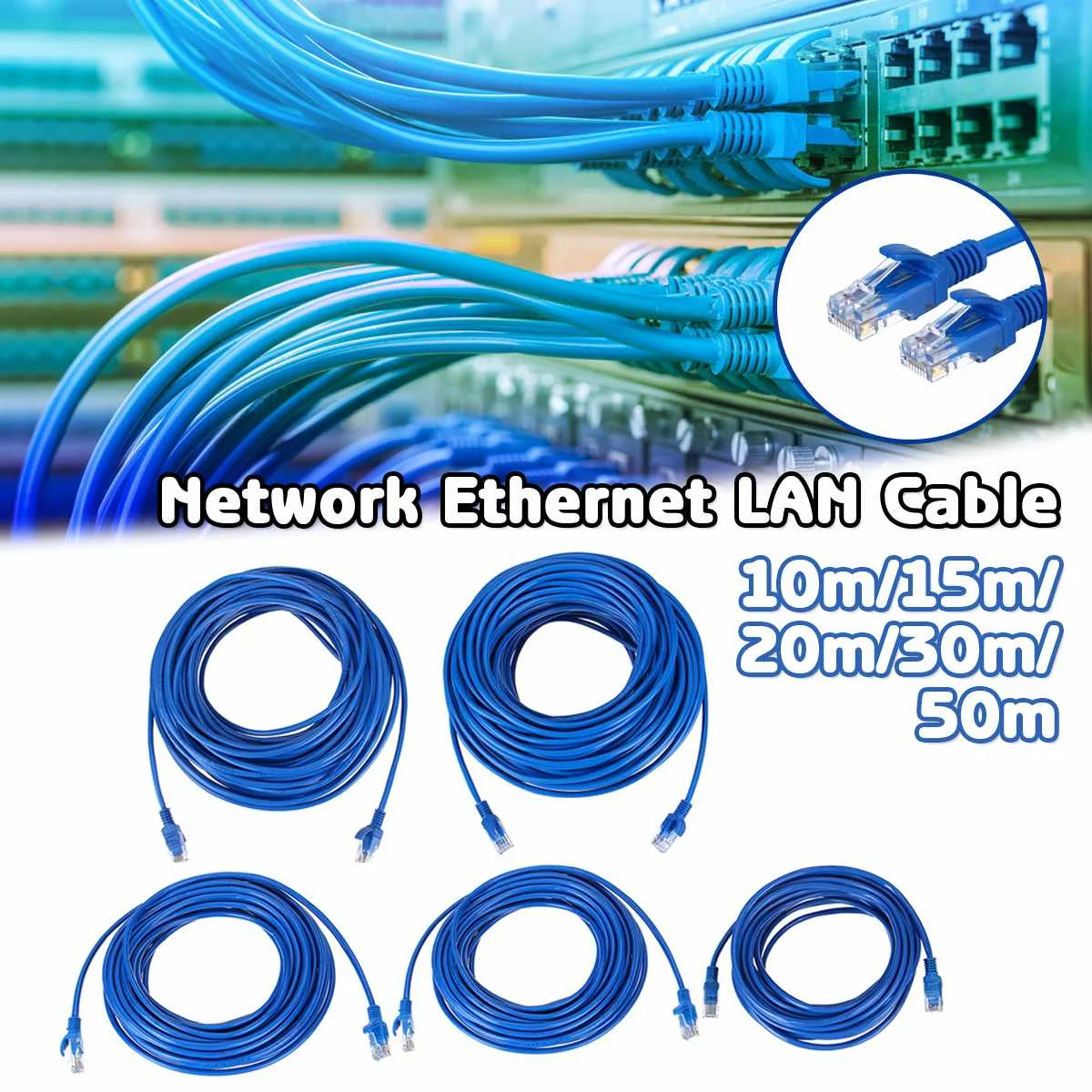 

LEORY 10m/15m/20m/30m/50m cat5e Cable Pc Connecting Cable Crystal Head Network Lan Fast Household Router blue