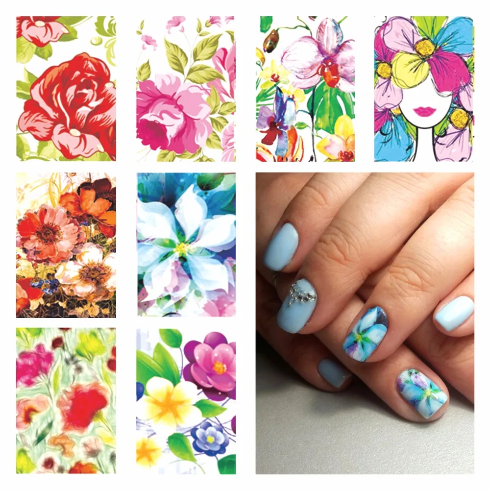 

WUF 1 Sheet Optional Nail Sticker Water Adhesive Foil Nail Art Decorations Tool Water Decals 3d Design Nail Sticker Makeup