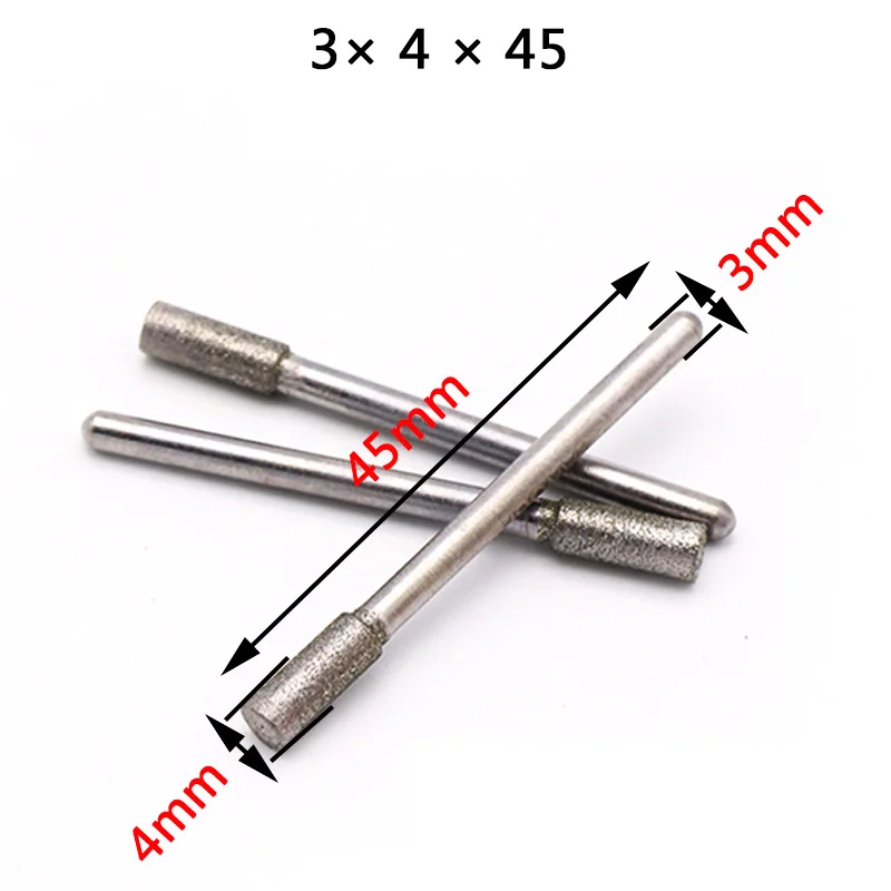 5 шт. 1-10 мм цилиндрическая алмазная шлифовальная головка цилиндрические точки 3,0 мм хвостовик с покрытием нефритовые резные заусенцы лапидарные инструменты для камня